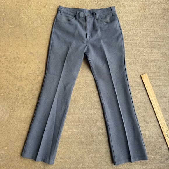 VTG 80s Levi's 517 Gray Sta Press Boot Cut Polyester Dress Pants White Tab 36x34 - Picture 3 of 12